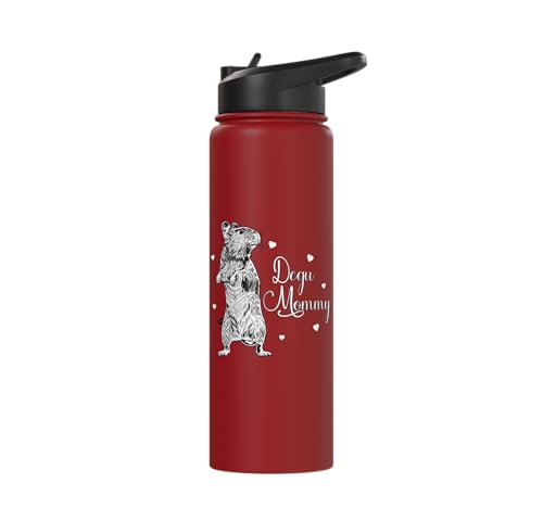 Rodent lovers - Degu Mommy Stainless Steel Insulated Water Bottle - color: Red