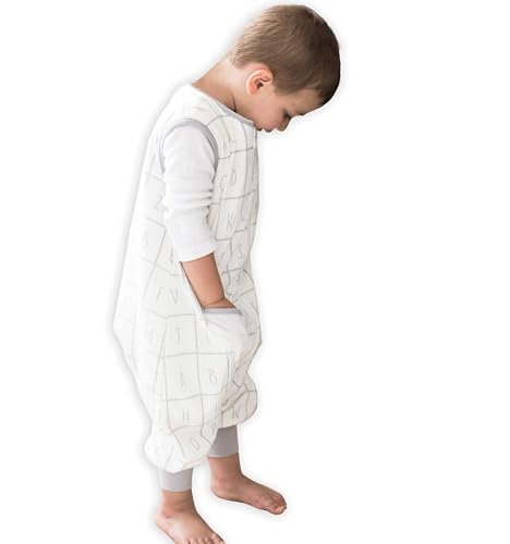 Dreamsuit Walker Toddler Sleep Sack with Feet and Legs, 12M-2T | 70% Rayon Made from Bamboo, 30% Organic Cotton, 0.8 TOG Summer, 2-Way Zipper, Buttery Soft Wearable Blanket, Cactus - color: (1.2 Tog) Alphabet, size: 12-2T