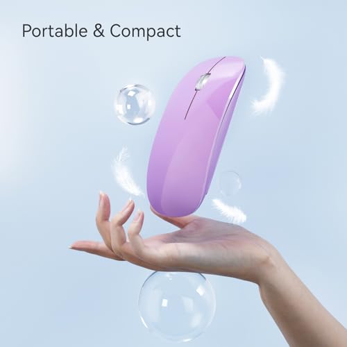 TENMOS M18 Bluetooth Mouse, USB C Rechargeable Wireless Mouse,Silent-Purple | Tri-Mode BT5.1/5.0+2.4G, Quiet Click, Portable, Battery Level Visible, USB Receiver,Type C Adapter, for Laptop/MacBook/iPad - color: purple