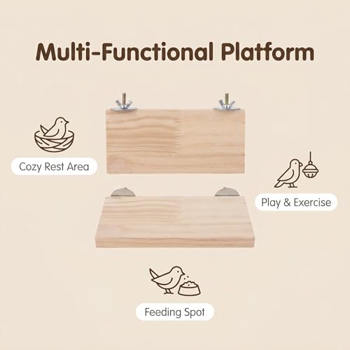 2Pcs Solid Wood Parrot Stand and Small Animal Climbing Platform