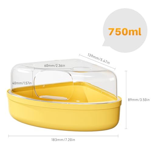 BUCATSTATE Hamster Sand Bath Box - Transparent Critter's Litter Box Sand Bath Shower Room & Digging Container Heighten Version for Guinea Pig Mice Gerbils or Other Small Pets (Small, Yellow) - color: Yellow, size: S