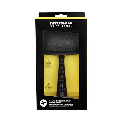 Tweezerman Dog and Cat Slicker Brush for Pets, Grooming Brush with Coated Bristles to Prevent Scratching and Ergonomic Handle