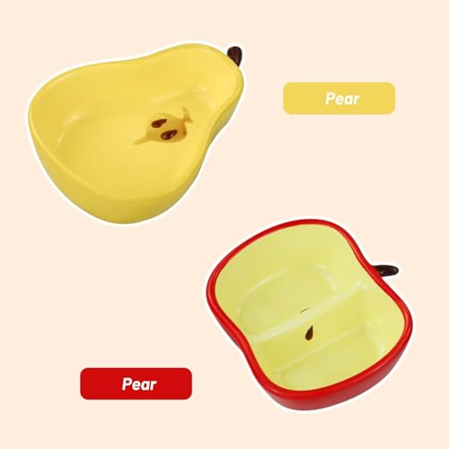 Hamster Food Bowl Ceramic, Cute Apple Pear Banana Shape Small Pet Feeding Dish, Easy to Clean Anti Flipping Guinea Pig Hamsters Food and Water Bowl, Small Animal Bowls for Dwarf, Parrots (Pear) - color: Pear