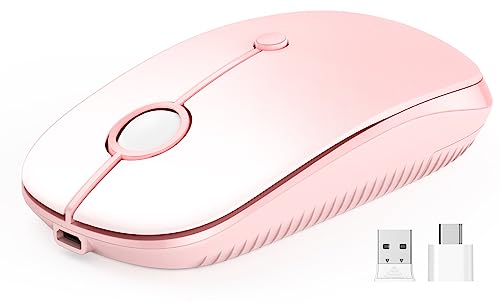 VssoPlor Type C Wireless Mouse, USB C MacBook Wireless Mouse, Pink | Dual Mode Cordless Mice with USB and Type C Receiver Compatible with PC, Laptop, MacBook and All USB C Devices - color: Gradient Pink