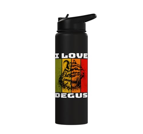 Degu Retro Degu I Love Degu Stainless Steel Insulated Water Bottle - color: Black
