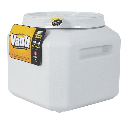 Vittles Vault Traditional Pet Food Storage Container For Dog Kibbles/Bird Seed/Oatmeal/Rice/Flour/Cereal, BPA Free Plastic, Sealed Airtight For Cat Food, Up To 30 lb, Made in USA, With Scoop, Gray - size: 30 Pounds