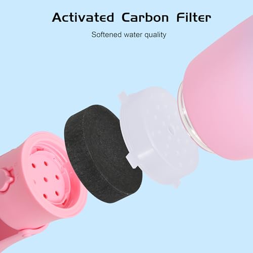 Portable Dog Water Bottle 19oz Pink | Foldable pet water dispenser, food grade plastic, ease to use for outdoor walking, hiking, travel - color: Pink, size: 19OZ