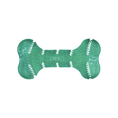 KONG Squeezz Dental Bone - Dog Toy for Cleaning Teeth - Flexible Chew Toy for Gentle & Mild Chewers - for Medium/Large Dogs | Flexible Squeezable Dental Toy for Gentle & Mild Chewers, Helps Clean Teeth & Gums During Engaging Play - style: Bone