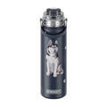 E&S Pets SERENGETI 24 Oz Water Bottle Stainless Steel with Spill Proof Lid - Double walled Vacuum Insulated water flask - Realistic 3D Print of your favorite dog (Siberian Husky) - color: Siberian Husky