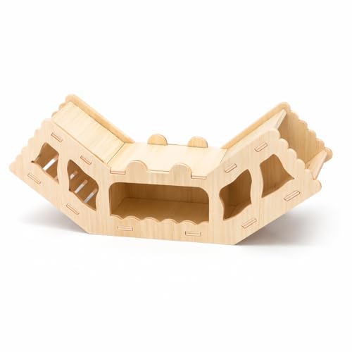 Wooden Hamster Tunnel Toy – Natural Chewable Hideout for Syrian, Dwarf Hamsters and Small Pets, Cage Decor and Play Accessory