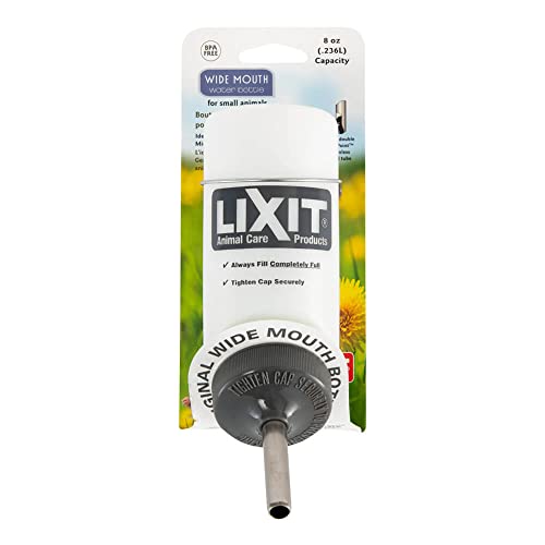 Lixit Wide Mouth BPA-Free Cage Water Bottles for Rabbits, Ferrets, Guinea Pigs, Rats, Chinchillas, Hamsters, Mice, Hedgehogs, Gerbils and Other Small Animals. (Translucent, 8 Ounce) - color: Translucent, size: 8 Ounce