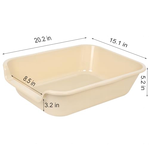 Extra Large Low Entry ABS Cat Litter Box, Yellow, 20" L x 15.5" W, 2 Pack | Durable low entry litter box, non-stick, odor-free, ideal for seniors, kittens, rabbits, large cats and multi-pet homes. - color: Beach sand, size: Small (Pack of 2)