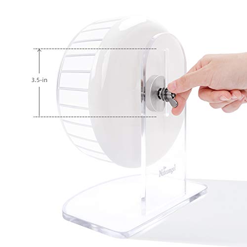 Niteangel Super-Silent Hamster Exercise Wheel: Quiet 8.2 inch Running Wheel | Can 9.1-11.8" Adjustable Height - No Bend Back Spinner Running for Dwarf Syrian Hamster Gerbils Mice Or Other Small Animal - color: White, size: Small