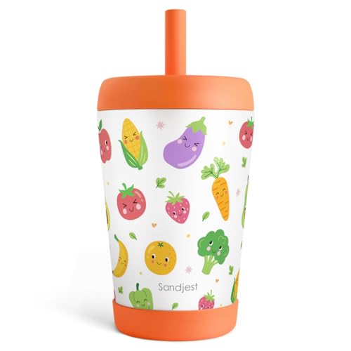 SANDJEST Vegetable Theme Insulated Sippy Tumbler 12 Oz, Gift for Birthday, Christmas & Back to School - color: Vegetable