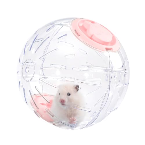 7.9 Inch Hamster Ball, Running Ball Toy, Transparent, Breathable, Reduce Stress, Promote Exercise Health, Easy to Clean, Hamster Accessory, for Syrian Dwarf Hamster, Gerbils, Mice, Small Pets, Pink - color: Pink