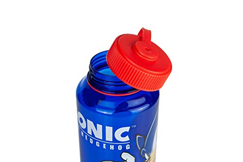Sonic The Hedgehog Plastic Water Bottle - Reusable 32oz Travel Tumbler Drink Holder With Leak/Spill-Proof Lid - Great For School, Sports, Backpack, Lunchbox, Birthday Party Favors - From Just Funky!