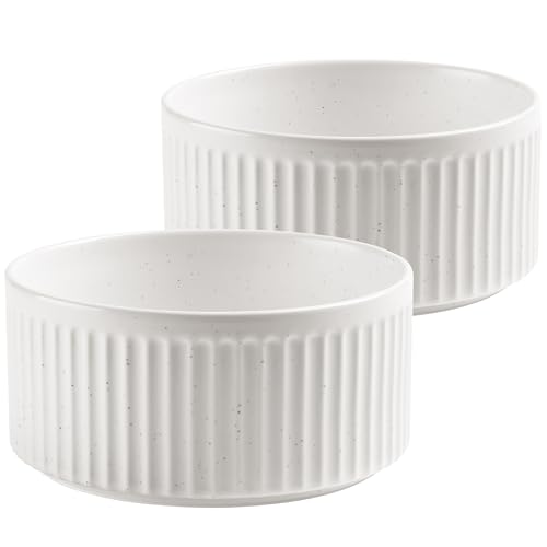 Non-Slip Ceramic Dog Bowls,6" Dog Food and Water Bowl Set with Silicone Base, 32oz/4cups Weighted Flip-Proof Pet Feeding Bowl for Medium Dogs (Medium,White) - color: White, size: 4 Cups