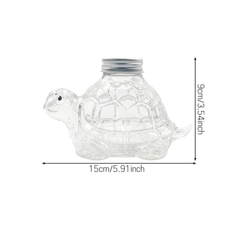 Turtle Candy Jar with Airtight Lid, 11.83oz Clear Glass Animal-Shape Container for Cookies, Pet Treats, and Food Storage