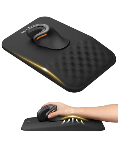 ProtoArc MP50 Ergonomic Mouse Pad with Wrist Support, Lycra Surface, Black | 8° slope & massage points, soft memory foam, Large 12x8 Inches, Non-slip base. Relieves wrist strain for office & home - color: Black Lycra