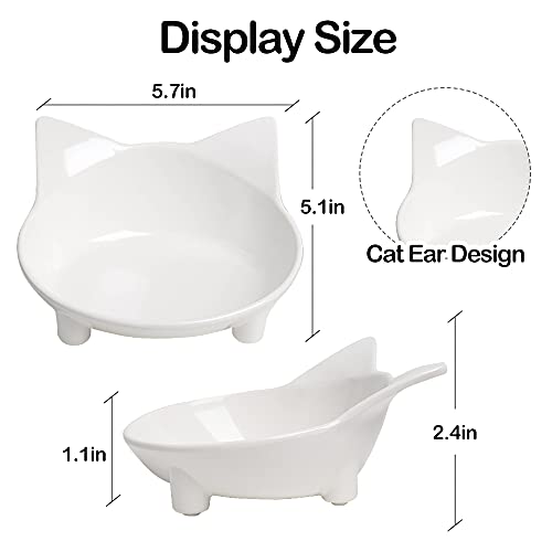 Non-Slip Cat & Dog Food Bowl – Wide, Shallow Pet Dish for Whisker Fatigue Relief, Safe for Puppies & Rabbits - color: White+Pink