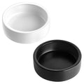2 Pack Ceramic Bowls for Syrian Hamster & Hedgehog, 3.9" Diameter, Shallow Chew-Proof Dish, Non-Slip Base, Easy to Clean (White + Black)