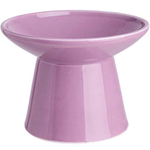 Ceramic Elevated Cat Bowls - 6.2 Inch Extra Wide Raised Cat Food and Water Bowl Set for Indoor Cats, Whisker-Friendly Ceramic Cat Dish for Elder Big Cats & Small Dogs,Dark Purple,1 Pack - color: Dark Purple, size: 1 Pack