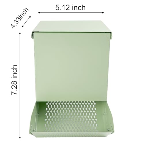 2 Pcs Metal Small Animal Feeder for Cages, Large Capacity Food Dispenser with Lid, Great for Rabbits, Guinea Pigs, Chinchillas,Chicken and Other Small Animals(4.7 Inches,Light Green)