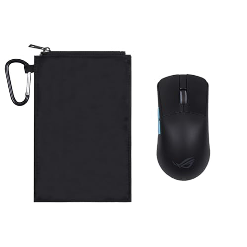 Tourmate Hanging Mouse Pouch for Travel Electronics - Waterproof Nylon Organizer Bag with Carabiner (4.7x3.1in) - Fits Chargers, Makeup, Office Supplies & Gym Essentials (Black)