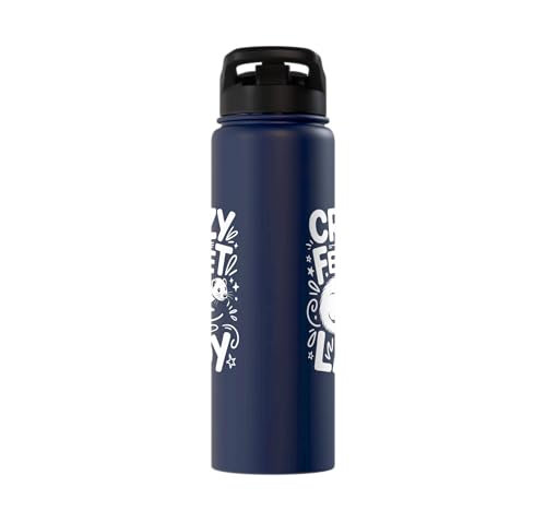 Crazy Ferret Owner Women Ferrets Stainless Steel Insulated Water Bottle - color: Navy Blue