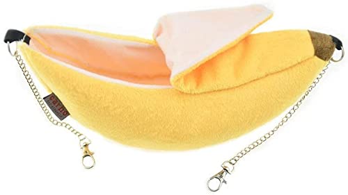 Banana bed for Hamster House for Hamsters Less Than 4 inches 10 cm in Length Pet Hammock Dutch Pig Hedgehog Rat Guinea Habitat Chinchilla sugar glider Hamster Accessories Toys Outfits(Small 8 Inch)