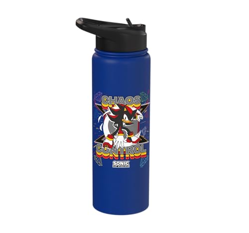 Sonic the Hedgehog - Shadow the Hedgehog "Chaos Control" Stainless Steel Insulated Water Bottle - color: Royal Blue