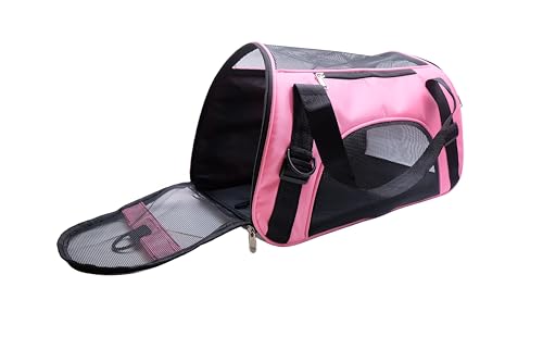ZaneSun Cat Carrier,Soft-Sided Pet Travel Carrier for Cats,Dogs Puppy Comfort Portable Foldable Pet Bag Airline Approved (Medium-LightPink) - color: Medium-LightPink