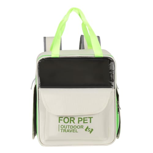 Pet Backpack Carrier, Portable and Ventilated, Oxford Cloth, Dogs Cats and Small Animals Travel Bag 13.39" Up to 16.5 Lbs, (Beige), Intended for Hiking/Camping/Traveling - color: Beige, size: 13.39"