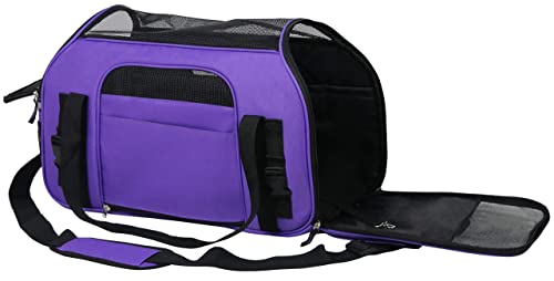 EliteField Soft-Sided Pet Carrier for Cats & Small Dogs (3-Year Warranty) | Airline Approved, Removable Bed & Cover, Built-In Leash, Luggage Sleeve, Seat Belt Loop, Waterproof, Durable, Foldable - color: Purple, size: 17.0"L x 9.0"W x 12.0"H