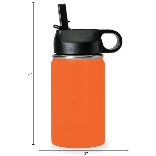 LaserGram Personalized 12oz Water Bottle, Rabbit (Orange) | Engraved Gift, Vacuum Insulated Stainless Steel, Flip-Top Straw Lid, Laser Engraved With Your Name - color: Orange, size: 12 Ounces