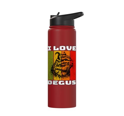 Degu Retro Degu I Love Degu Stainless Steel Insulated Water Bottle - color: Red