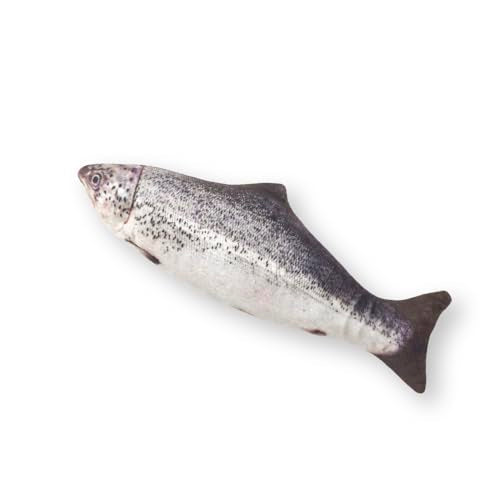 BLUE BAY Catnip Filled Cat Toy 100 Percent Natural Stress Relief Chew Kick and Cuddle Toy for Indoor Cats Trout Design 7.5 Inch Length - color: Trout (7.5" Length)