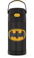 THERMOS FUNTAINER Water Bottle with Straw, 12oz, Batman | Kids Stainless Steel Insulated Water Bottle, Keeps Drinks Cold Longer for School & Play, BPA-Free - color: Batman, size: 12 Ounces