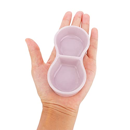 2 Pcs Hamster Ceramic Food Bowl, Double Grid Design Anti-Turning Food and Water Dish for Hamster Hedgehog Sugar Glider Gerbil Chipmunk Rodent (Colors May Vary)