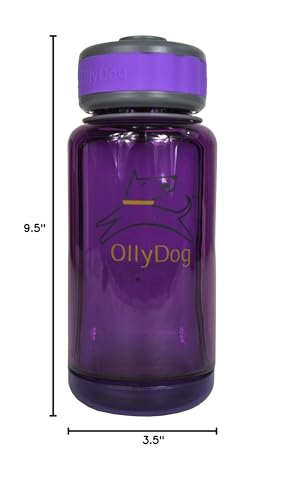 OllyDog OllyBottle | Tritan Dog Water Bottle with Detachable Bowl | BPA Free Leakproof Pet Dispenser | Hiking Travel (600ml, Plum) - color: Plum, size: 600ML
