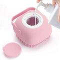 Pet Grooming Bath Massage Brush with Soap and Shampoo Dispenser Soft Silicone Bristle for Long Short Haired Dogs Cats Shower (Pink) - color: Pink