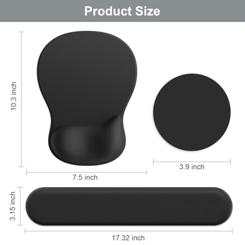 Ergonomic Mouse Pad with Wrist Rest and Keyboard Wrist Rest, Gel Mousepad | Wrist Rest for Computer Keyboard, Pain Relief, Non-Slip PU Base, Gel Mouse Pad with Wrist Support for Gaming, Office - color: Black