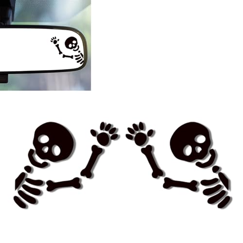 2Pcs Skeleton Vinyl Sticker and Decal Car Rearview Mirrors Window Decor | Skeleton Car Accessories Cute Stickers for Bathroom Decal,Computers,Water Bottle Decal Gifts for Women,Men - color: Greet - Skeleton