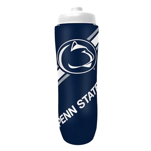 Party Animal NCAA Squeeze Bottle, 32 oz, Penn State Nittany Lions | Slim, lightweight BPA-free sports water bottle with quick-flow squeeze; fits backpacks & cup holders for kids or adults - style: Penn State Nittany Lions