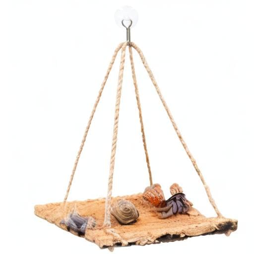 Oooct Hermit Crab Climbing Toy, Natural Wooden Reptile Swing Toy, Pet Cage Tank Aquarium Accessories for Hermit Crab Lizard Chameleon Hamster Guinea Pig Chinchilla Bird Parrot - size: Large-11.8 × 7.8 Inch