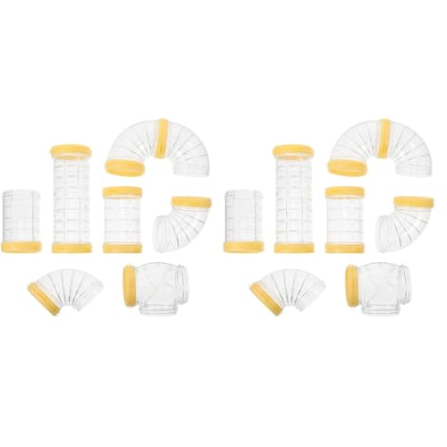 Mipcase Hamster Tubes and Tunnels Kit 2Pcs Transparent DIY Rat Maze Tunnel Expand Cage Playground for Small Animals 6.10X4.72X2.36In