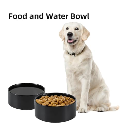 Havniva Ceramic Dog Bowls, 8.3” Dog Food and Water Bowl, Pet Feeding Bowl | Dog Food Bowl for Large Dogs, Food-Grade Ceramic, Dog Water Bowl with Non-Slip Rubber Base, Large Capacity, Dishwasher Safe - color: Matte Black