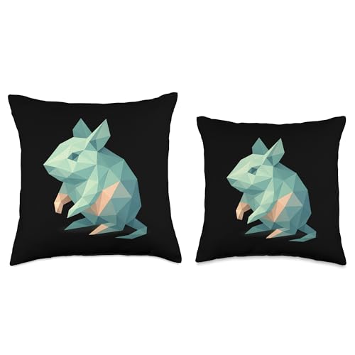 Low Poly Degu Geometric Modern Style Throw Pillow - size: 16x16