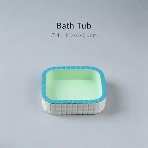Hermit Crab Bath Pool, Small Animal Water Bowl Resin Food Dish, Mini Pet Bathtub Feeding Bowl for Hamster Hedgehog Sugar Glider Parrot Reptile Habitat Decor, 9.6 x 8.2 x 2.5 cm