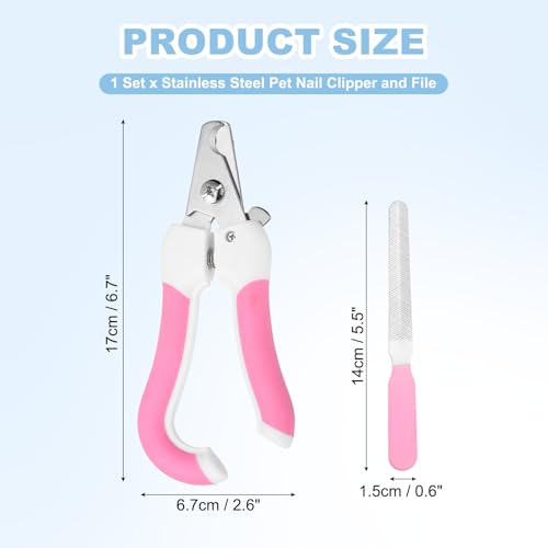 Pet Nail Clipper with Nail File, Pet Nails Clippers and Trimmer with Safety Guard, Professional Grooming Tool for Indoor Small Dog Cat Kitten, (Pink/White, 1 Set) - color: Pink/White
